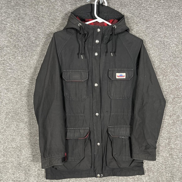 Penfield Jacket Mens XS Black‎ 60/40 Mountain Parka Hooded Plaid Lined Outdoor